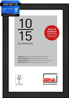 Produktbild von DEHA Design Aluminium Portraitrahmen, Bilderrahmen Boston, 10x15 cm, Eloxal Schwarz Matt