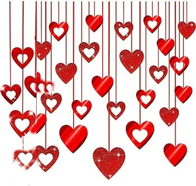Produktbild von "Valentinstag"-Banner - Rote Wimpelkette für Valentinstag, Hochzeit & Jubiläum, hängende Partydekoration mit Herzen