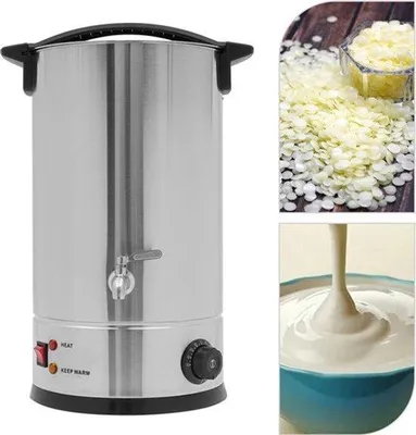 Immagine prodotto di Fornello elettrico per fusione della cera, capacità 15 litri - Apparecchio per la produzione di candele e per saloni, in acciaio inossidabile, con potenza regolabile, 1800W