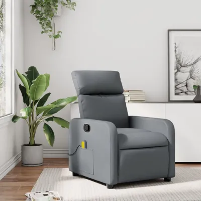 Produktbild von Design Massagesessel Grau Kunstleder, Klassische Sessel 2024 Neu
