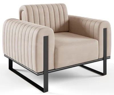 Produktbild von Selsey Parissa - Sessel, Samt Hellbeige schwarze Füße, 106 cm