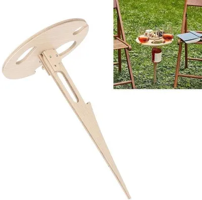 Image de Table pliante pour camping, design en bois, pied en verre, portable, pour une utilisation en extérieur, idéale pour les pique-niques