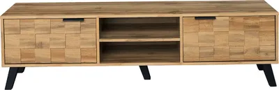 Produktbild von TV-Schrank mit 2 Türen und 2 offenen Fächern TV-Tisch TV-Ständer TV-Schranktisch 160,5 x 35,5 x 45 cm Holzfarbe