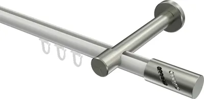 Produktbild von Interdeco Innenlaufstange / Gardinenstange mit Innenlauf Weiß / Edelstahl-Optik, Typ Prestige Zoena (Glitzerzylinder), 20 mm Ø 1-läufig, 200 cm