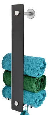 Produktbild von bremermann Bad-Serie PIAZZA - Glashandtuchhalter - schwarz, Edelstahl matt