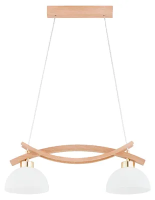 Immagine prodotto di Lampada a sospensione NASA in legno chiaro, bianco e oro, 2xE27x15W, legno, dimensioni: 78x58x18 cm, IP20, Alfa