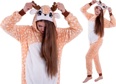 Produktbild von Kigurumi Onesie Pyjamas für Kinder - Hirsch, Größe 130