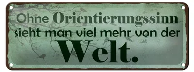 Produktbild von Blechschild Spruch 27x10cm ohne Orientierungssinn sieht man Dekoration