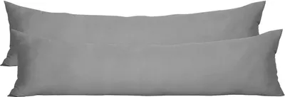 Produktbild von WOLTU 2er-Set Kissenbezug Kissenhülle 100% Baumwolle mit Reissverschluss Sofakissenbezug Dekokissenbezug, Dunkelgrau 40x145 cm