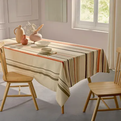 Produktbild von Quadratische Tischdecke aus beschichteter Baumwolle mit Baskenstreifen
