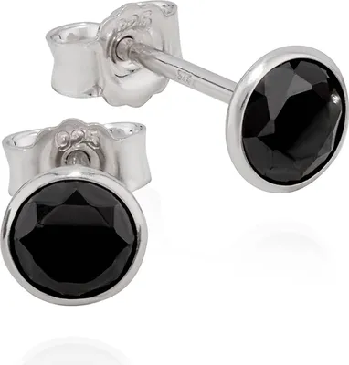 Produktbild von Paar Kelch Ohrstecker 925 Silber anlaufgeschützt 5mm Zirkonia Schwarz Ohrringe