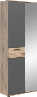 Image de Vestiaire -Reproduction chêne Nox - gris basalte - L 70 cm - 1 porte - 1 porte miroir
