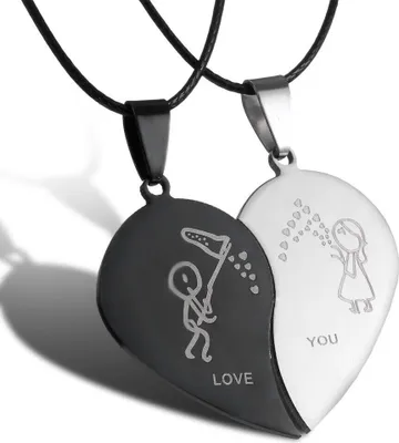 Produktbild von Partner Halskette Set -Love You- Liebe Herz Anhänger Liebe Geschenk Kette