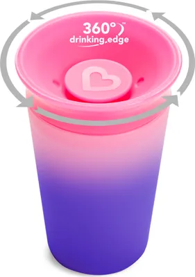 Produktbild von Munchkin Miracle Anti-leak 360° Trinkbecher - Sippy Cup - Wechselt die Farbe - Wärmeempfindlich - Übungsbecher für Baby und Kind - 266ml - Pink/Lila