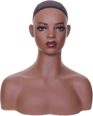 Produktbild von Famanu Mannequin Kopf mit Schultern - Realistische Darstellung für Perücken und Schmuck