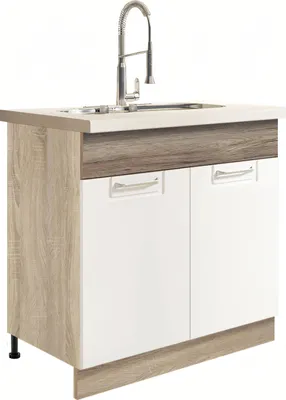 Produktbild von ECONO 12D – Spülenunterschrank 80 cm, Weiß Hochglanz
