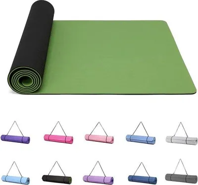 Obrázok produktu pre Jogamatky pre ženy s protišmykovým povrchom, hrubá 6 mm, s popruhmi na prenášanie, cvičebná podložka z TPE na jogu, pilates a gymnastiku (183 x 61 cm)