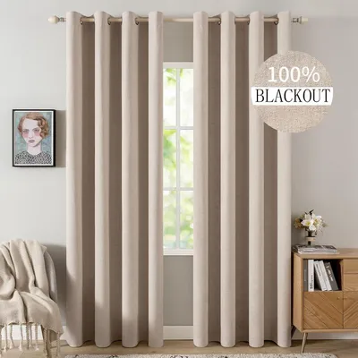 Obrázok produktu pre Záclony s pútkami – vzhľad lnu – béžová