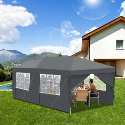 Produktbild von TolleTour Pavillon 3 x 6m Pop Up Faltpavillon Faltbar Gartenzelt, UV-Schutz 50+ Pavillons Partyzelte Festzelt für Camping / Garten / Hochzeit / Strand, ohn Seiten Blau