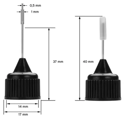 Produktbild von 5 Plastikflaschen 10 ml aus LDPE, G14, Tropfverschluss mit Nadelkappe, schwarz