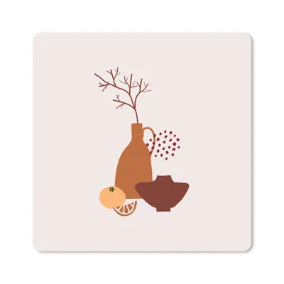 Produktbild von MuchoWow® Mauspad Mousepad Vasen - Obst - Design 20x20 cm - Mousepads - Maus Mat - Pad - Mausunterlage - Desk Mat - Bureauartikeln