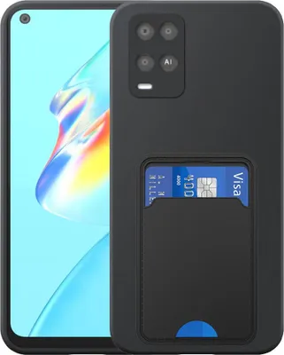 Immagine prodotto di Adatto per Oppo A54 4G Custodia per telefono con supporto per schede in TPU - Custodia flessibile in silicone TPU con slot per schede - Nero - Smartphonics