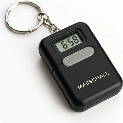 Produktbild von Schlüsselanhänger mit sprechender Uhr schwarz