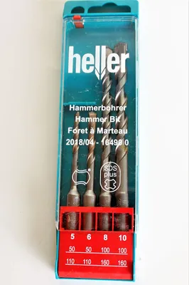 Produktbild von HELLER 4tlg. Hammerbohrer-Set 5,6,8,10mm SDS HABO-SET Bohrer Beton Stein 31902