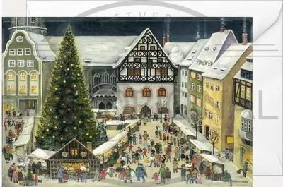 Image de Carte de Noël pliante « Marché de Noël de Iéna » – Anne Götze 11,5 x 17 cm