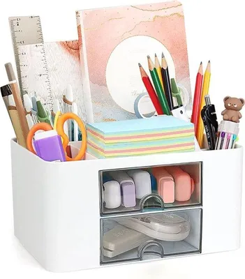 Produktbild von Famanu Büro-Organizer aus hochwertigem Kunststoff - 5 Fächer, 2 Schubladen