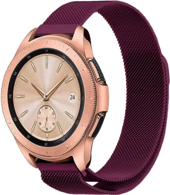 Produktbild von Strap-it Milanese Armband - Kompatibel mit Samsung Galaxy Watch Armband 42mm Edelstahl Armband mit Magnetverschluss - Ersatzarmband - Hochwertiges Material - für Smartwatch 20mm Armband Lila