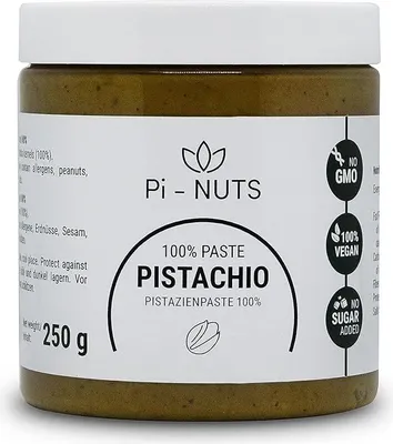 Produktbild von Pi-nuts Pistazienpaste 100% - ohne Zusatzstoffe - Pistaziencreme - ‎Pistazienmus aus geschälten Pistazienkernen - Zum Backen und Desserts - 250 g