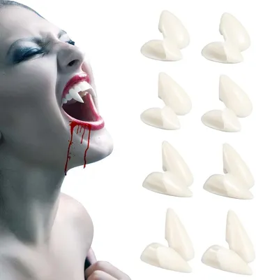 Productafbeelding van Vampiertanden, kunsttanden, Dracula-kostuum, Halloween, 8 paar, 4 maten