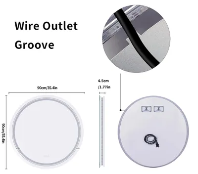 Produktbild von LED Badspiegel - Runder Wandspiegel - Ø 90 cm - Front- und Hintergrundbeleuchtung - 3 Lichtfarben - Beschlagfrei - Rahmenlos - Modernes Design