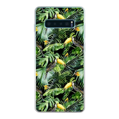 Produktbild von MuchoWow® Handyhülle Schutzhülle Hülle für Samsung Galaxy S10 Plus Tukan - Muster - Pflanzen Silikon Softcase Handy Hülle - Schutzhülle