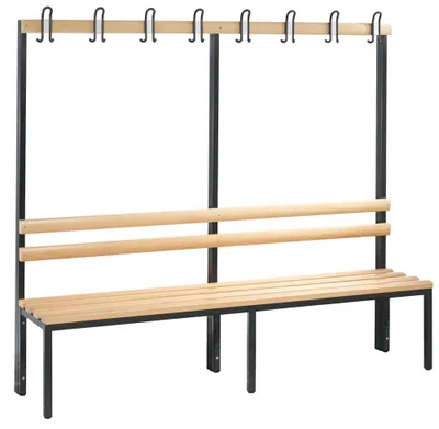 Produktbild von CP Garderobenbank einseitig B1960xT403xH1710 mm RAL 7021/Hartholz ohne Schurost, 6 Füße CP