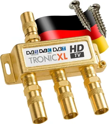 Produktbild von 3-Fach Gold Koaxverteiler Antennenverteiler Verteiler Koax Buchse TV Splitter
