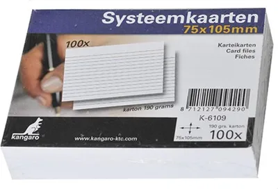 Zdjęcie produktu dla kangaro K-6109 karty indeksowe kangaro, DIN A7, w linie, białe