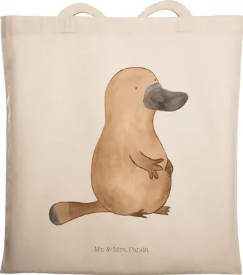 Produktbild von Mr. & Mrs. Panda Uni Tasche Schnabeltier Mut - Transparent - Geschenk, Meer, Jutebeutel, Weltreise, Tote Bag, Shopping, Laptoptasche, Arbeit, mutig, Neuanfang, Büro