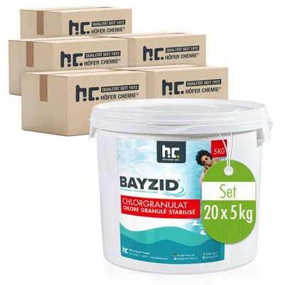 Produktbild von 20x5 kg BAYZID® Chlorgranulat für Pools mit Aktivchlor zur Poolwasser Desinfektion