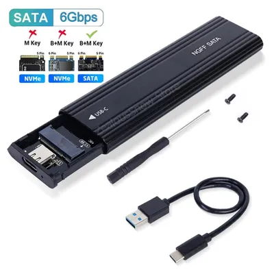 Produktbild von M.2-SATA-SSD-Gehäuse mit USB 3.1 Typ C, bis zu 10 Gbit/s – SATA-Variante