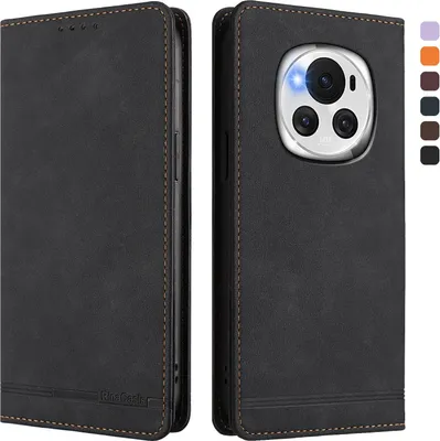 Immagine prodotto di Custodia per Honor Magic6, flip case in Finto cuoio retrò con supporto e slot per carte Nero