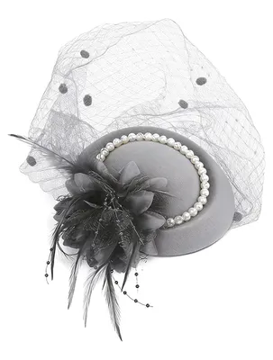 Produktbild von Damen-Fascinator-Hut mit Federn, Netzstoff und Imitationsperlen, Pillbox-Hut, kleiner Zylinder, Haaraccessoire für Alltag und Party