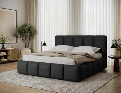 Obrázok produktu pre Manželská čalúnená posteľ 160x200 DOLVERO 1 - čierna