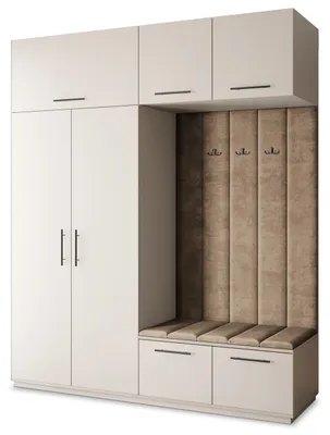 Produktbild von Masseno Garderobe-Set REMA 200/240/60 cm Modern Garderobenschrank Kaschmir, Veloursstoff MONOLITH 09 (Beige)
