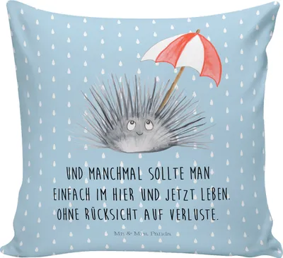 Produktbild von Mr. & Mrs. Panda Kopfkissen 40x40 Seeigel - Blau Pastell - Geschenk, Lebe, Zierkissen, Kuschel Kissen, Deko, Hier und Jetzt, Selbstliebe, Dekokissen, Achtsamkeit, Leben