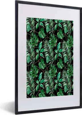 Produktbild von MuchoWow® MuchoWow® Gerahmtes Poster Blätter - Grün - Abstrakt 40x60 cm - Poster mit zchwarzem Bilderrahmen - Poster in Rahmen
