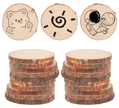 Productafbeelding van 100 stuks houten schijven, 5-6 cm, voor knutselen en decoratie