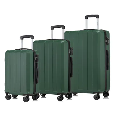 Produktbild von Premium Reisekoffer TSA-Schloss,YKK-Reißverschluss Hartschalen-Koffer Trolley Kabinenkoffer Rollkoffer Suitcase Handgepäck (Dunkelgrün, M-L-XL-Set)