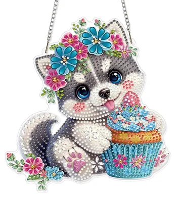 Diamond Painting Husky Hänger, 18,4 x 19,5 cm, DIY-Set